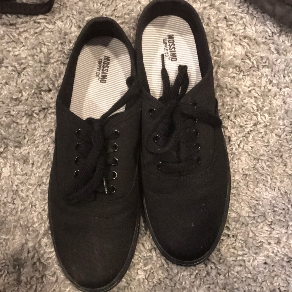 black slip on lace up shoes